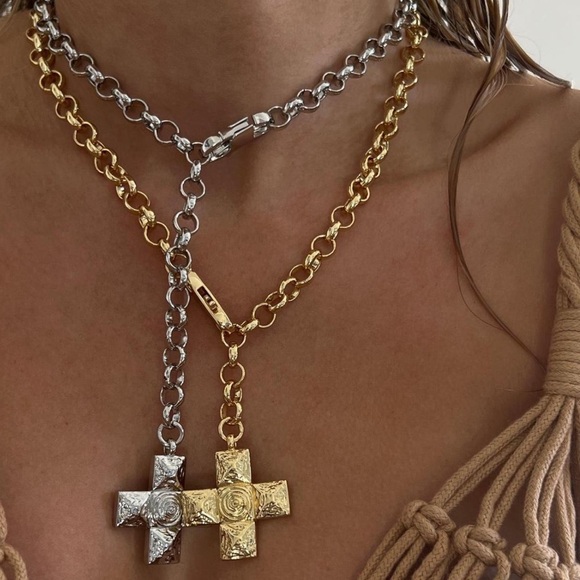 Luv Aj Silver Cross Pendant Chain Necklace - Picture 2 of 2